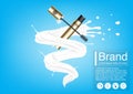 Cosmetic ad concept and luxury mascara mockup vector