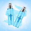 Cosmetic ads design. Spray bottle with water Royalty Free Stock Photo