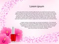 Cosmetic floral background in pink color. Royalty Free Stock Photo