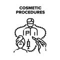 Cosmetic Beauty Procedures Vector Black Illustration