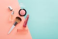 Cosmetic beauty products on pastel color background Royalty Free Stock Photo