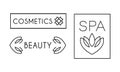 Cosmetic, beauty, spa logo design, linear label for hair, spa salon, organic cosmetics vector Illustration on a white