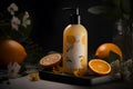 Cosmetic body lotion natural packaging promotional commercial photo ai generated