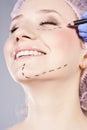 Cosmetic botox injection, in the female face Royalty Free Stock Photo