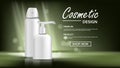 Cosmetic Bottle Banner Vector. Luxury Light. Abstract Label. Lotion, Gel. Premium Product. 3D Mockup Realistic