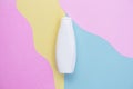 Cosmetic Bottle On Pastel Color Background. Branding products, beauty background. minimal style