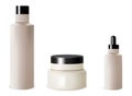 Cosmetic Bottle Set. Cream Jar, Dropper, Shampoo Royalty Free Stock Photo