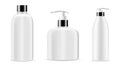 Cosmetic bottle set. Shampoo bottle, dispenser Royalty Free Stock Photo