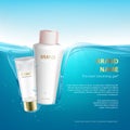 Cosmetic bottles cleanser gel and cream mockup