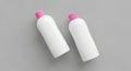 Cosmetic Bottles with Pink Caps on. Royalty Free Stock Photo