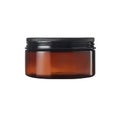 Cosmetic brown glass jar for body cream, butter, scrub, bath salt, gel, skin care, powder. isolate white background