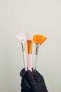 Cosmetic brushes on clean surface, professional makeup and beauty tools concept Royalty Free Stock Photo
