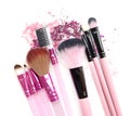 Cosmetic brushes on crushed make up color power