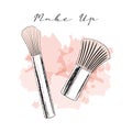 Cosmetic brushes painted with grunge and watercolor brushes in trendy pastel colors. Illustration vector