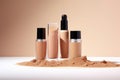Cosmetic composition: bottles of liquid foundation, concealer, and corrective creams