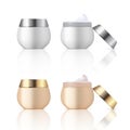 Cosmetic cream container. Plastic products packaging for beauty skin care gel or face. Vector 3D realistic moisturizing