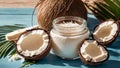 cosmetic cream, fresh coconut