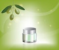 Cosmetic cream with olive oil Royalty Free Stock Photo