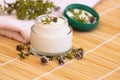Cosmetic cream and thyme Royalty Free Stock Photo