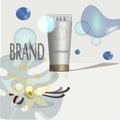 Cosmetic cream tube mockup. Plastic container for body gel. Ointment package mock up with clear cap. logo graphic design Royalty Free Stock Photo