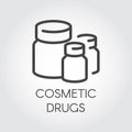 Cosmetic drugs icon. Beauty products - vitamins, supplements and lotions for skin care. Healthcare and cosmetology