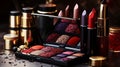 Cosmetic Elegance: Professional Collection of Lipsticks and Makeups. Radiant Beauty: Makeup with Lipstick and Tricks.