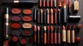 Cosmetic Elegance: Professional Collection of Lipsticks and Makeups. Radiant Beauty: Makeup with Lipstick and Tricks.