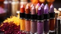 Cosmetic Elegance: Professional Collection of Lipsticks and Makeups. Radiant Beauty: Makeup with Lipstick and Tricks.