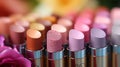 Cosmetic Elegance: Professional Collection of Lipsticks and Makeups. Radiant Beauty: Makeup with Lipstick and Tricks.