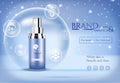 Cosmetic essence contained in a spray bottle template for design Ads poster. Royalty Free Stock Photo