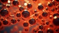 Cosmetic Essence, Liquid bubble, Molecule inside Liquid Bubble on DNA water splash background. Neural network ai