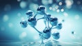 Cosmetic Essence, Liquid bubble, Molecule inside Liquid Bubble on DNA water splash background. Neural network ai