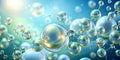 Cosmetic essence liquid bubbles molecules antioxidant of liquid bubble AI-Generated Content Royalty Free Stock Photo