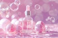 Cosmetic essence liquid bubbles molecules antioxidant of liquid bubble Royalty Free Stock Photo