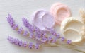 Cosmetic face cream made of lavender. Generative Ai Royalty Free Stock Photo