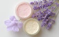 Cosmetic face cream made of lavender. Generative Ai Royalty Free Stock Photo