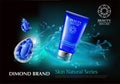 Cosmetic facial foam blue products with diamond