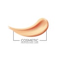 Cosmetic foundation texture for makeup. Liquid foundation smudge with frame. Concealer texture. Logo template