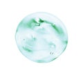 Cosmetic gel texture. Transparent blue green skincare cream round swatch blob isolated on white background Royalty Free Stock Photo