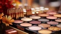 Cosmetic Glamour: Golden Makeup Collection. Makeups and Accessories for Face Care.