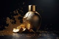 Cosmetic golden bottle. Generate Ai