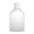 Cosmetic, Hygiene, Medical Grayscale White Plastic Bottle Of Gel, Liquid Soap, Lotion, Cream, Shampoo.