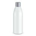 Cosmetic, Hygiene, Medical Grayscale White Plastic Bottle Of Gel, Liquid Soap, Lotion, Cream, Shampoo. Mock Up.