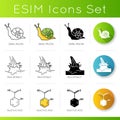 Cosmetic ingredient icons set. Snail mucin. Milk extract. Salicylic acid. Chemical formula. Skincare products componets