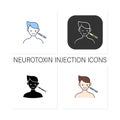 Cosmetic injection icons set