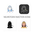 Cosmetic injection icons set Royalty Free Stock Photo