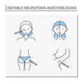 Cosmetic injection line icons set