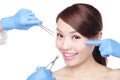 Cosmetic injection to the pretty woman face Royalty Free Stock Photo