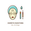 Cosmetic Injections, Beauty injections. Thin line art colorful design, Vector flat illustration