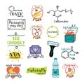 Cosmetic insignia label design set, quality emblem